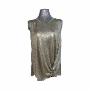 Kim & Cami Metallic Gold Twist sleeveless top